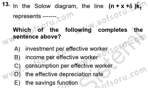 Economic Growth And Development Dersi 2025 - 2026 Yılı (Vize) Ara Sınav Soruları 13. Soru