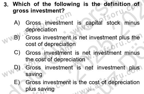 Economic Growth And Development Dersi 2025 - 2026 Yılı (Vize) Ara Sınav Soruları 3. Soru