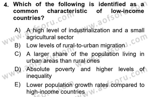 Economic Growth And Development Dersi 2025 - 2026 Yılı (Vize) Ara Sınav Soruları 4. Soru