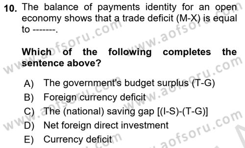 Economic Growth And Development Dersi 2025 - 2026 Yılı (Final) Dönem Sonu Sınav Soruları 10. Soru