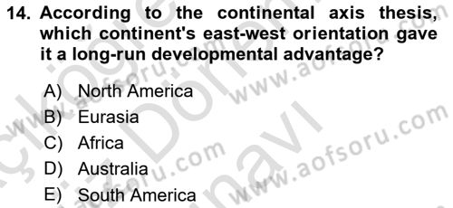 Economic Growth And Development Dersi 2025 - 2026 Yılı (Final) Dönem Sonu Sınav Soruları 14. Soru