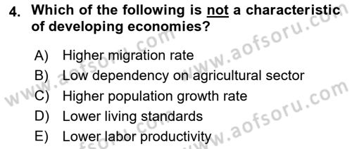 Economic Growth And Development Dersi 2025 - 2026 Yılı (Final) Dönem Sonu Sınav Soruları 4. Soru