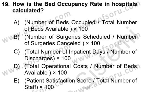 Health Economics Dersi 2024 - 2025 Yılı (Vize) Ara Sınav Soruları 19. Soru
