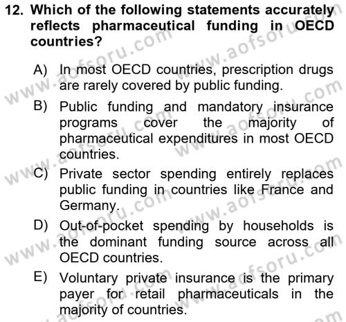 Health Economics Dersi 2024 - 2025 Yılı (Final) Dönem Sonu Sınav Soruları 12. Soru