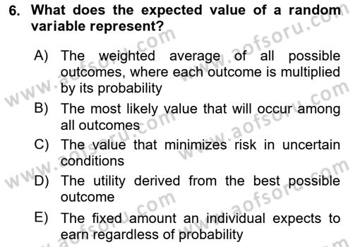 Health Economics Dersi 2024 - 2025 Yılı (Final) Dönem Sonu Sınav Soruları 6. Soru