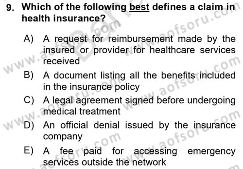 Health Economics Dersi 2024 - 2025 Yılı (Final) Dönem Sonu Sınav Soruları 9. Soru
