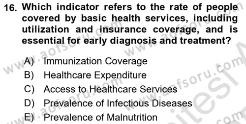 Health Economics Dersi 2024 - 2025 Yılı Yaz Okulu Sınav Soruları 16. Soru