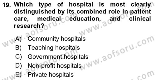 Health Economics Dersi 2025 - 2026 Yılı (Vize) Ara Sınav Soruları 19. Soru