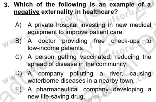 Health Economics Dersi 2025 - 2026 Yılı (Vize) Ara Sınav Soruları 3. Soru