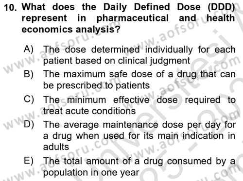 Health Economics Dersi 2025 - 2026 Yılı (Final) Dönem Sonu Sınav Soruları 10. Soru