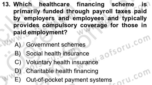 Health Economics Dersi 2025 - 2026 Yılı (Final) Dönem Sonu Sınav Soruları 13. Soru