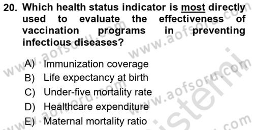 Health Economics Dersi 2025 - 2026 Yılı (Final) Dönem Sonu Sınav Soruları 20. Soru
