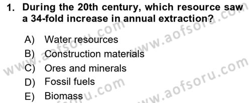 Economics Of Natural Resources And Environment Dersi 2024 - 2025 Yılı (Vize) Ara Sınav Soruları 1. Soru