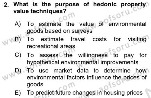 Economics Of Natural Resources And Environment Dersi 2024 - 2025 Yılı (Vize) Ara Sınav Soruları 2. Soru