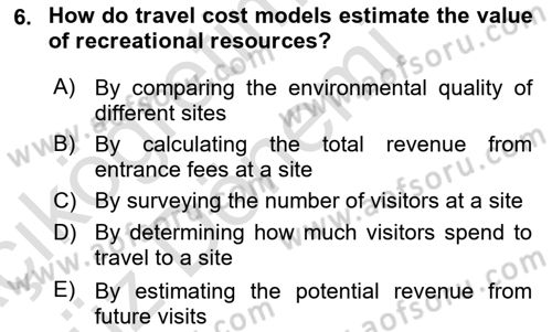 Economics Of Natural Resources And Environment Dersi 2024 - 2025 Yılı (Vize) Ara Sınav Soruları 6. Soru