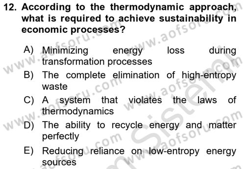 Economics Of Natural Resources And Environment Dersi 2024 - 2025 Yılı (Final) Dönem Sonu Sınav Soruları 12. Soru