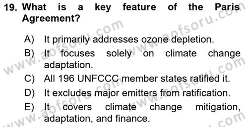 Economics Of Natural Resources And Environment Dersi 2024 - 2025 Yılı (Final) Dönem Sonu Sınav Soruları 19. Soru