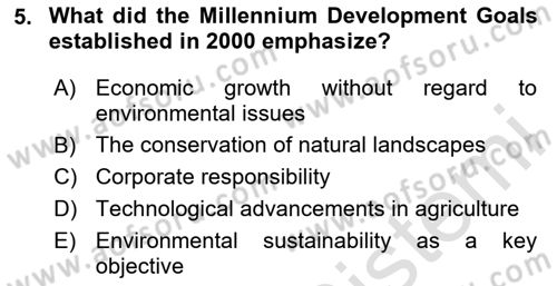 Economics Of Natural Resources And Environment Dersi 2024 - 2025 Yılı (Final) Dönem Sonu Sınav Soruları 5. Soru
