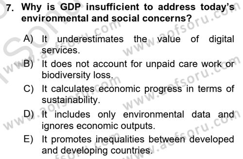 Economics Of Natural Resources And Environment Dersi 2024 - 2025 Yılı (Final) Dönem Sonu Sınav Soruları 7. Soru