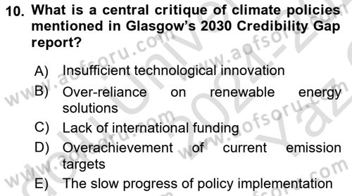 Economics Of Natural Resources And Environment Dersi 2024 - 2025 Yılı Yaz Okulu Sınav Soruları 10. Soru