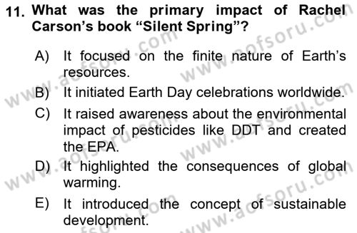 Economics Of Natural Resources And Environment Dersi 2024 - 2025 Yılı Yaz Okulu Sınav Soruları 11. Soru
