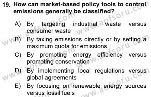 Economics Of Natural Resources And Environment Dersi 2024 - 2025 Yılı Yaz Okulu Sınav Soruları 19. Soru