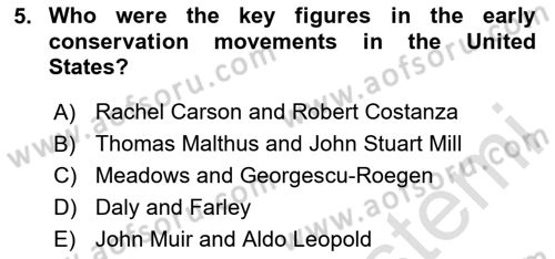 Economics Of Natural Resources And Environment Dersi 2024 - 2025 Yılı Yaz Okulu Sınav Soruları 5. Soru