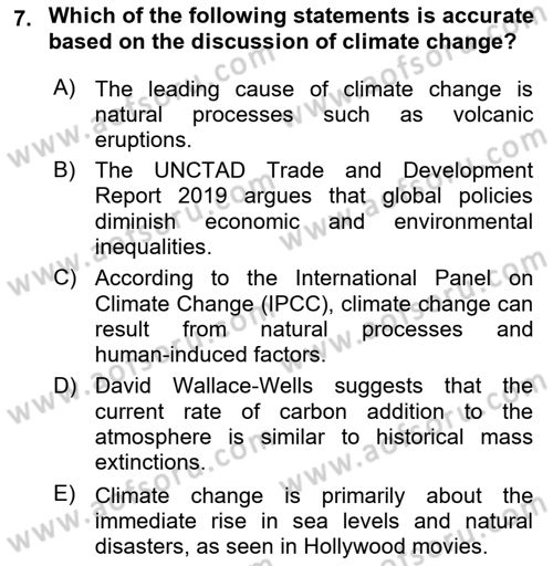 Economics Of Natural Resources And Environment Dersi 2024 - 2025 Yılı Yaz Okulu Sınav Soruları 7. Soru