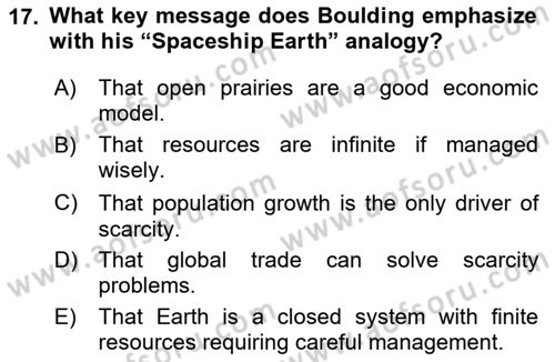 Economics Of Natural Resources And Environment Dersi 2025 - 2026 Yılı (Vize) Ara Sınav Soruları 17. Soru