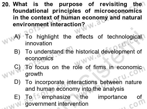 Economics Of Natural Resources And Environment Dersi 2025 - 2026 Yılı (Vize) Ara Sınav Soruları 20. Soru