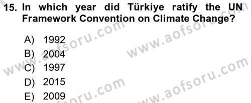 Economics Of Natural Resources And Environment Dersi 2025 - 2026 Yılı (Final) Dönem Sonu Sınav Soruları 15. Soru