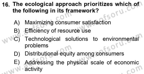 Economics Of Natural Resources And Environment Dersi 2025 - 2026 Yılı (Final) Dönem Sonu Sınav Soruları 16. Soru