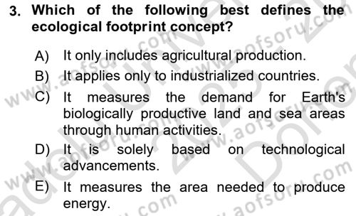 Economics Of Natural Resources And Environment Dersi 2025 - 2026 Yılı (Final) Dönem Sonu Sınav Soruları 3. Soru