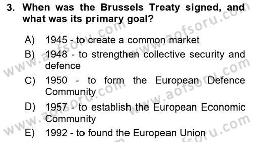 The European Union And Global Politics Dersi 2024 - 2025 Yılı (Vize) Ara Sınav Soruları 3. Soru