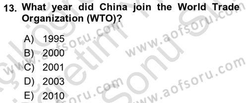 The European Union And Global Politics Dersi 2024 - 2025 Yılı (Final) Dönem Sonu Sınav Soruları 13. Soru