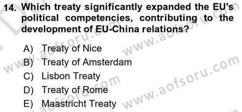 The European Union And Global Politics Dersi 2024 - 2025 Yılı (Final) Dönem Sonu Sınav Soruları 14. Soru