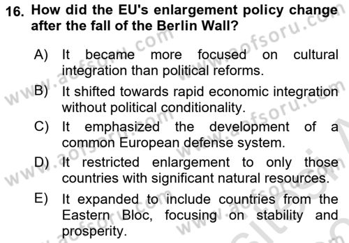 The European Union And Global Politics Dersi 2025 - 2026 Yılı (Vize) Ara Sınav Soruları 16. Soru