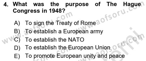 The European Union And Global Politics Dersi 2025 - 2026 Yılı (Vize) Ara Sınav Soruları 4. Soru