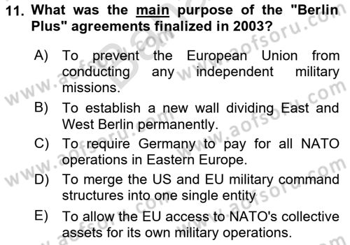 The European Union And Global Politics Dersi 2025 - 2026 Yılı (Final) Dönem Sonu Sınav Soruları 11. Soru