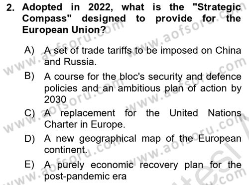 The European Union And Global Politics Dersi 2025 - 2026 Yılı (Final) Dönem Sonu Sınav Soruları 2. Soru