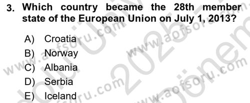 The European Union And Global Politics Dersi 2025 - 2026 Yılı (Final) Dönem Sonu Sınav Soruları 3. Soru