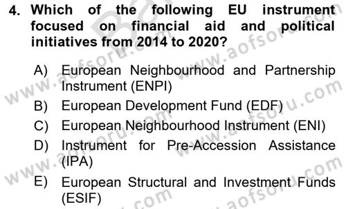 The European Union And Global Politics Dersi 2025 - 2026 Yılı (Final) Dönem Sonu Sınav Soruları 4. Soru