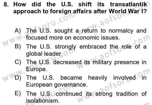 The European Union And Global Politics Dersi 2025 - 2026 Yılı (Final) Dönem Sonu Sınav Soruları 8. Soru