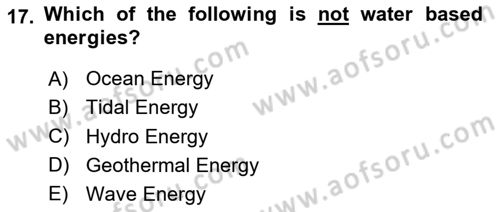 Energy Economics Dersi 2024 - 2025 Yılı (Vize) Ara Sınav Soruları 17. Soru
