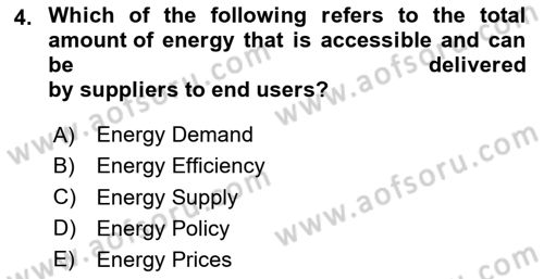 Energy Economics Dersi 2024 - 2025 Yılı (Vize) Ara Sınav Soruları 4. Soru