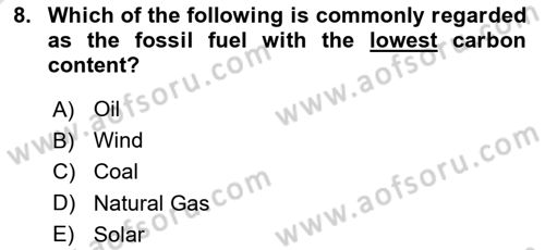 Energy Economics Dersi 2024 - 2025 Yılı (Vize) Ara Sınav Soruları 8. Soru