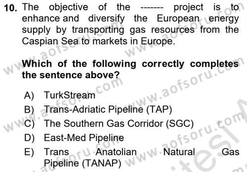 Energy Economics Dersi 2024 - 2025 Yılı (Final) Dönem Sonu Sınav Soruları 10. Soru