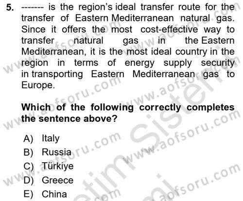 Energy Economics Dersi 2024 - 2025 Yılı (Final) Dönem Sonu Sınav Soruları 5. Soru