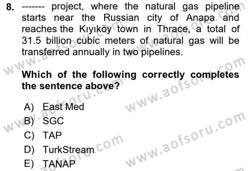 Energy Economics Dersi 2024 - 2025 Yılı (Final) Dönem Sonu Sınav Soruları 8. Soru