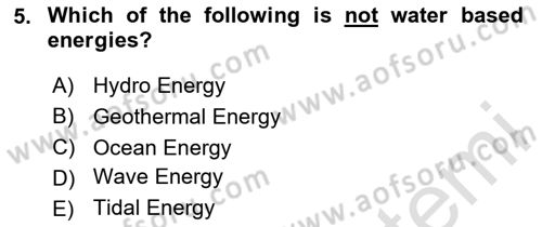 Energy Economics Dersi 2024 - 2025 Yılı Yaz Okulu Sınav Soruları 5. Soru